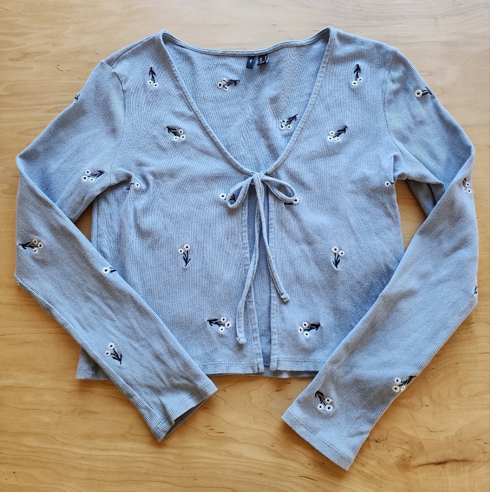 Vero Moda Blue/gray Cardigan with Floral Detail